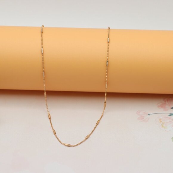 "Rose Gold Plated Beaded Necklace with Adjustable Chain, XPNL0200 - Picture 8 of 13